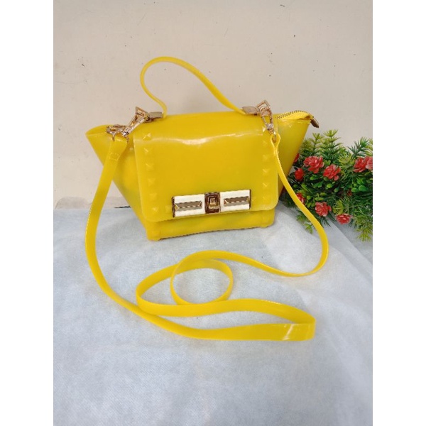 HANDBAG /SLING BAG JELLY KUNING ALA VALENTINO, PRELOVED TAS SLING