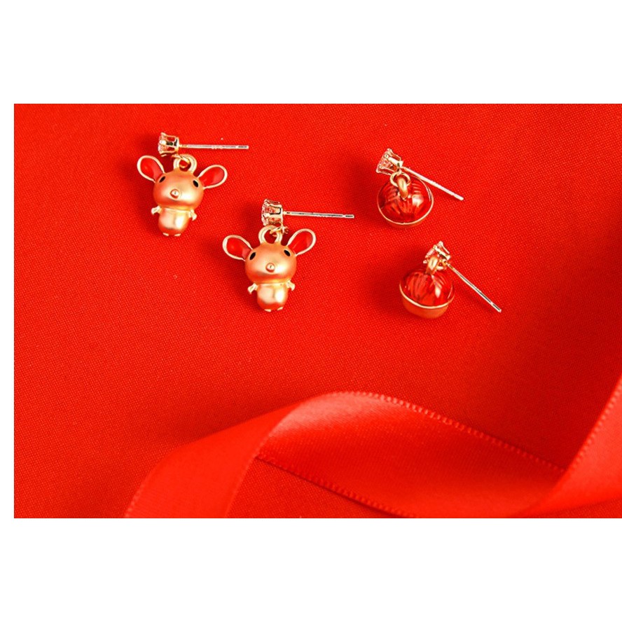 LRC Anting tusuk Fashion Golden Blessed Earrings With Diamonds