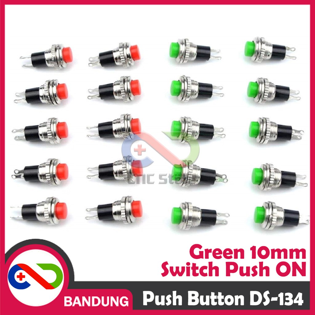 PUSH BUTTON DS-134 10MM RESET SWITCH GREEN HIJAU