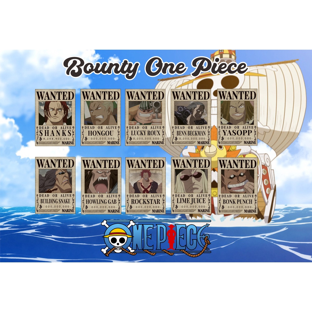 Stiker Bounty Wanted One Piece ukuran Kecil Termurah