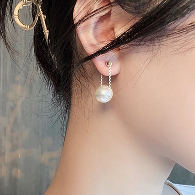 Anting Mutiara Putih Bentuk Bulat Oversize Gaya Bohemian Korea Untuk Wanita