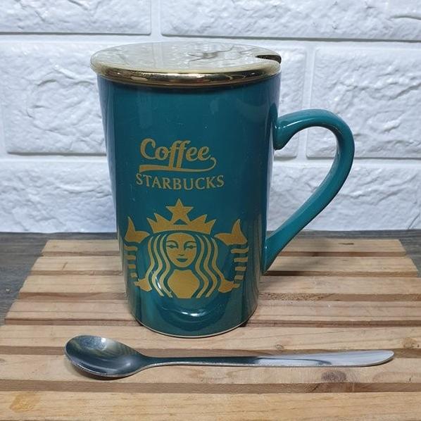 Mug Gelas - Gelas Starbucks Keramik 370Ml Mug Starbucks Free Tutup & Sendok