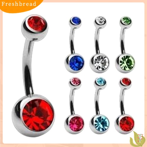 【Fresh】❀10Pcs Body Piercing Multicolored Rhinestone Belly Button Navel Ring Barbell