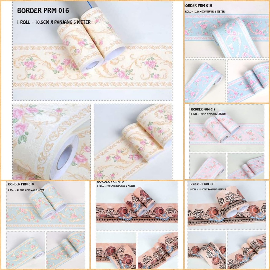 WALLPAPER BORDER STICKER PREMIUM Bahan TEBAL BERTEKTUR UK 10.5CM X 5 METER GBO