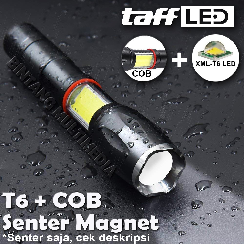 Senter Led COB + Magnet + Cree T6 E17 TaffLED Police SWAT Lampu Lentera Camping by Taffware