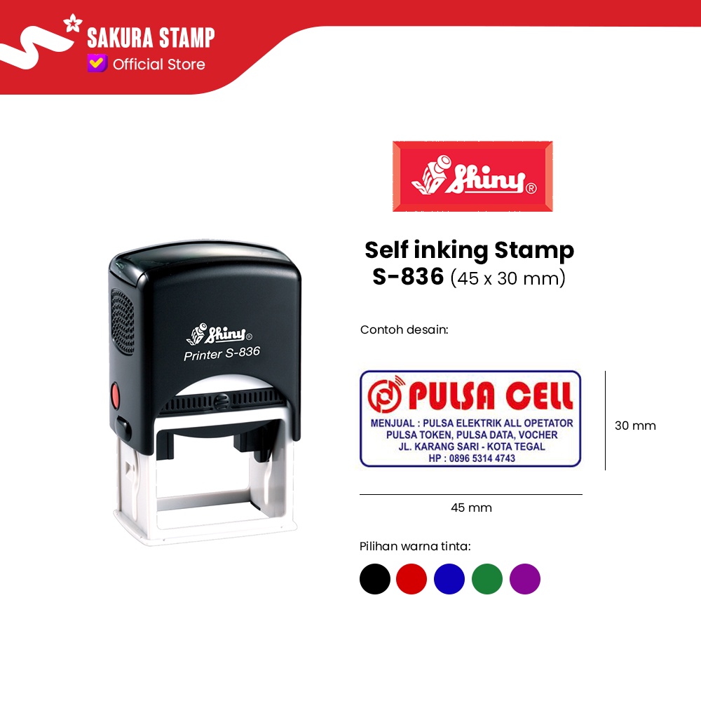 

SHINY SELF INKING STAMP STEMPEL PRINTER S-836 (45x30mm)