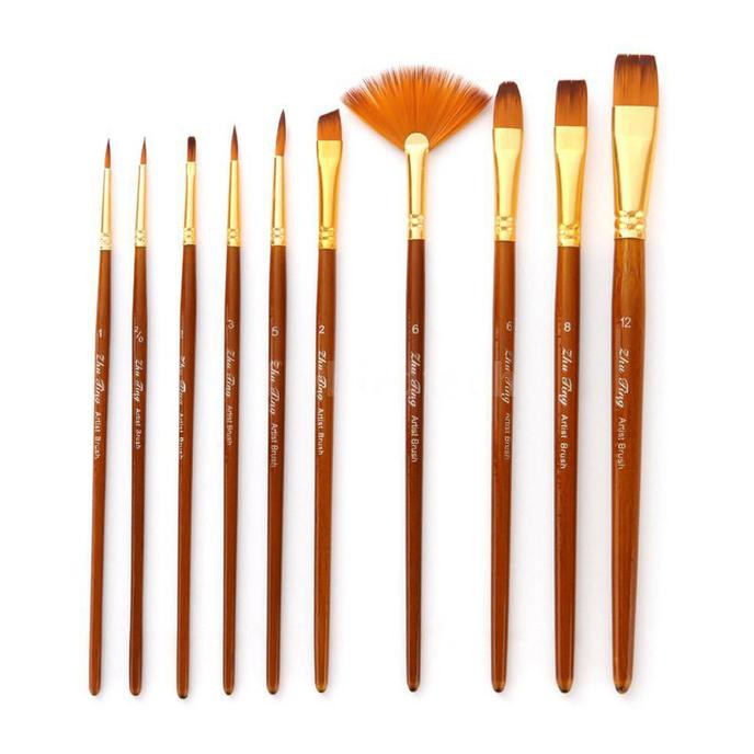 

Promo Awal tahun Kuas Lukis Cat Air Akrilik Set 10 pcs Oil Paint Brush - Cokelat Big Sale
