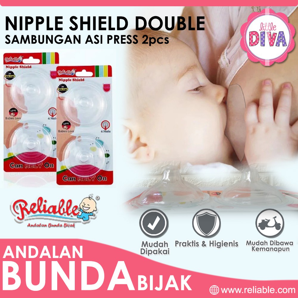 1 &amp; 2 pcs - Reliable NIPPLE SHIELD STARTER PACK SAMBUNGAN ASI Press - Sambungan Silikon Menyusui Ibu