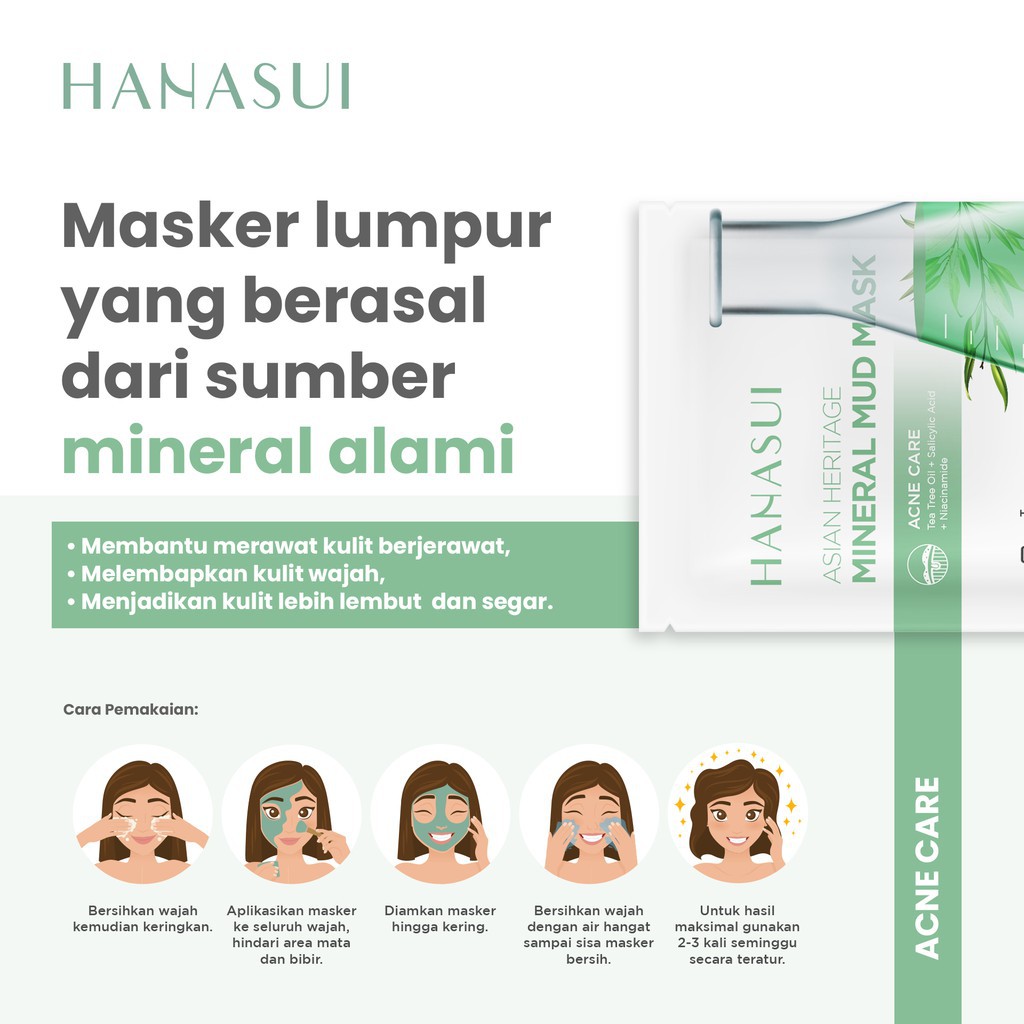 HANASUI MINERAL MUD MASK ORIGINAL Brightening pink Acne hijau Pore Minimizing orange masker wajah