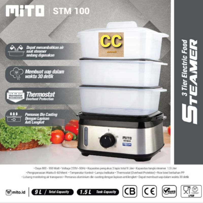 Mito Electric Food Steamer STM 100 / STM100 Pengukus Makanan GARANSI RESMI