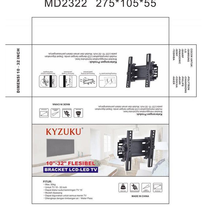bracket tv kyzuku 10inchi-32inchi