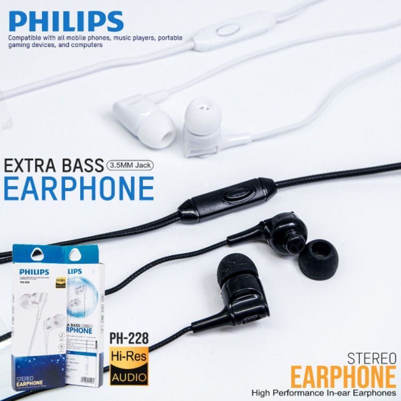 Headset PHILIPS PH-228 EXTRA BASS Handsfree PHILIPS PH228 Earphone PHILIPS PH-228 EXTRABASS