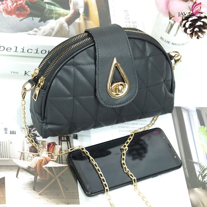 tas wanita kerang bordir rantai gold hitam series tas selempang wanita kekinian tas kondangan tas oo