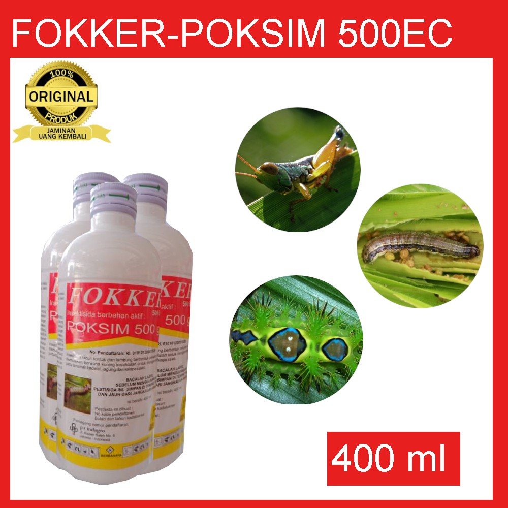 Fokker  400 ml Poksim 500EC Obat Hama Ulat Grayak Ulat Api Belalang