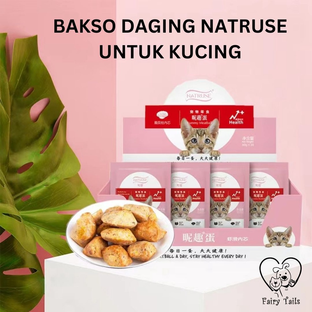 Snack Bakso Cemilan Makanan Kucing Cat Natruse Meatball Snack Baso 30 gr Treat Egg Yolk Fish Scallop Shrimp Seafood | Snack Kucing Fresh Meat Baso Cat Food