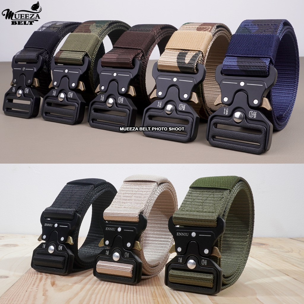 Tali Ikat Pinggang Canvas Nylon Pria Taktikal Militer / Military Tactical Belt Motif Polos Dan Camo 125cm/120cm