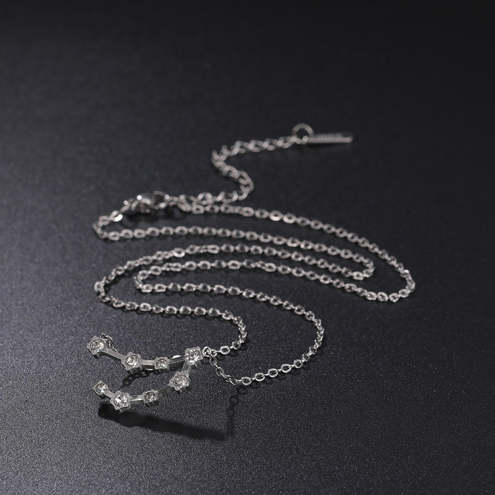Kalung Choker Liontin 12 Zodiak Bintang Warna Silver Dengan Kartu Untuk Wanita
