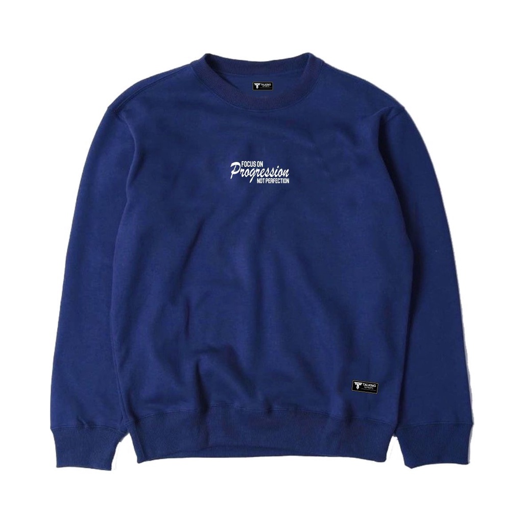 TALKING Crewneck Pria Sweater Sweatshirt PROGRESSION Navy