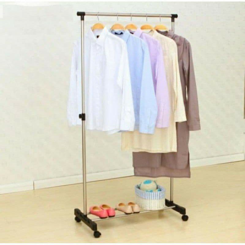 JT - Stand Hanger Single Rak Baju stainless Dekorasi Rumah Tangga Gantungan Baju