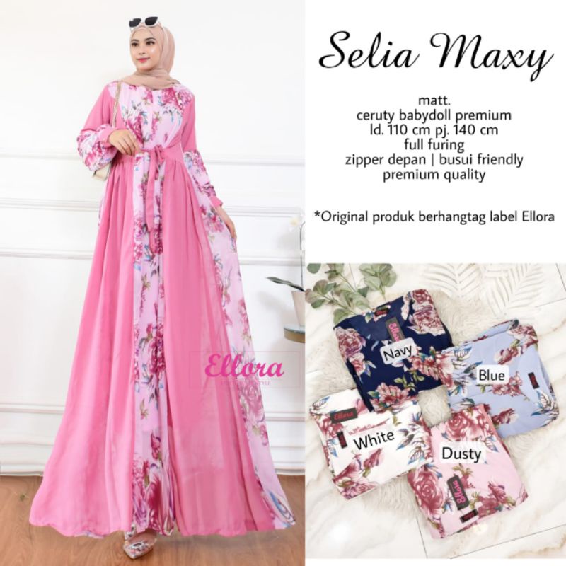 Selia maxy gamis wanita ceruty babydoll premium