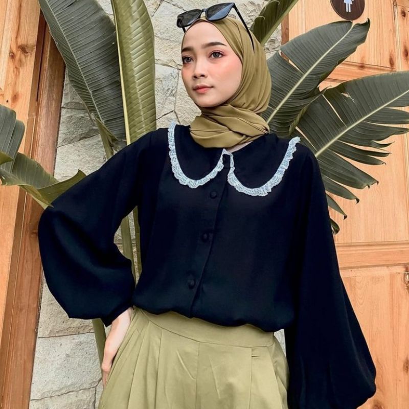 BLOUSE KOREAN STYLE / LESLIE BLOUSE / KENAMI BLOUSE KERAH RENDA / KELLYA TOP BLUS