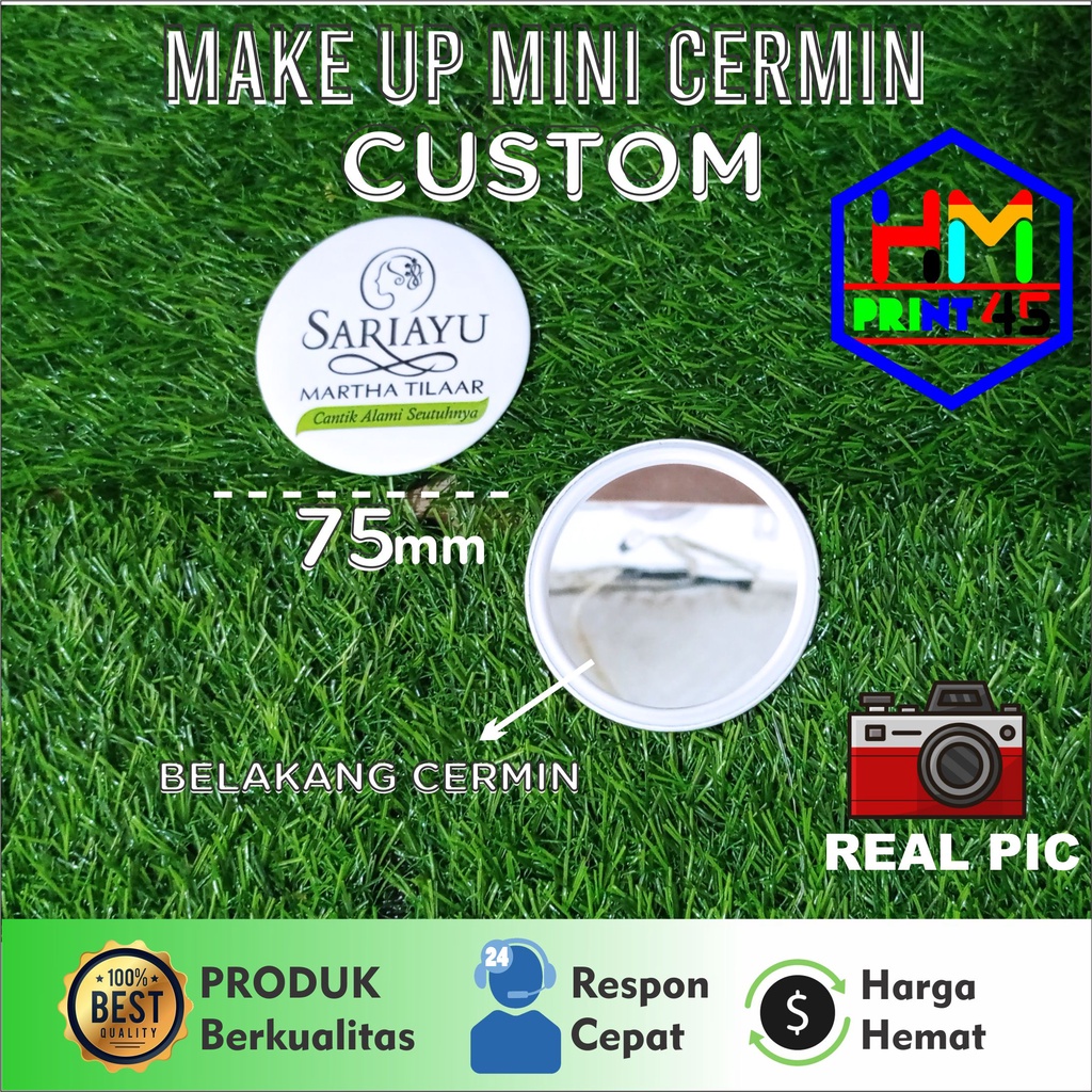 PIN CERMIN KACA MAKE UP 75mm SOUVENIR CUSTOM