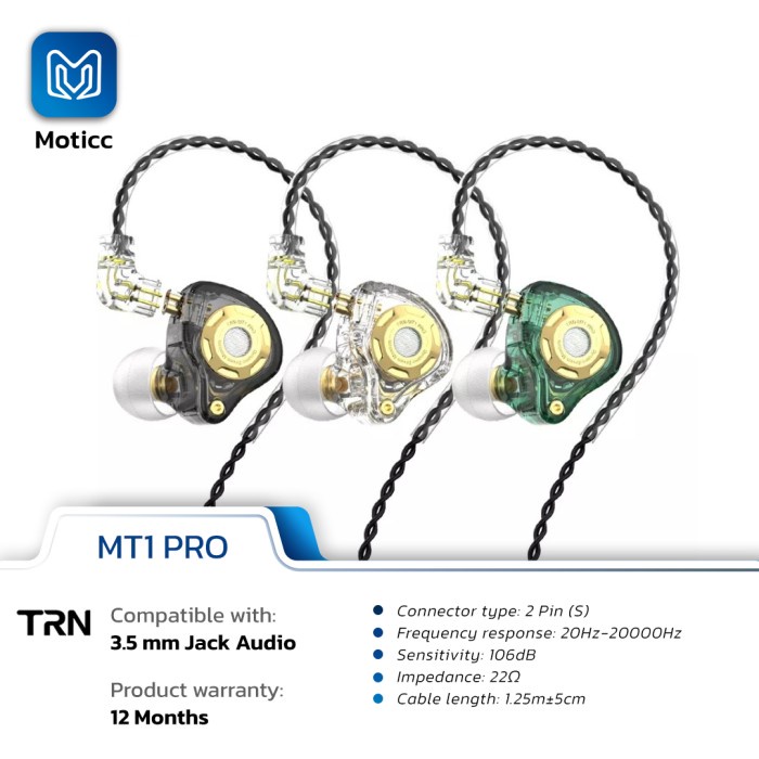 TRN MT1 Pro with Mic Dynamic Driver Sport Gaming In Ear Earphone