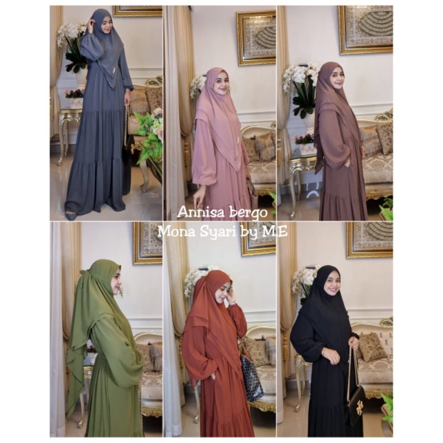 Annisa one set bergo original brand Monna syar'i by M.E