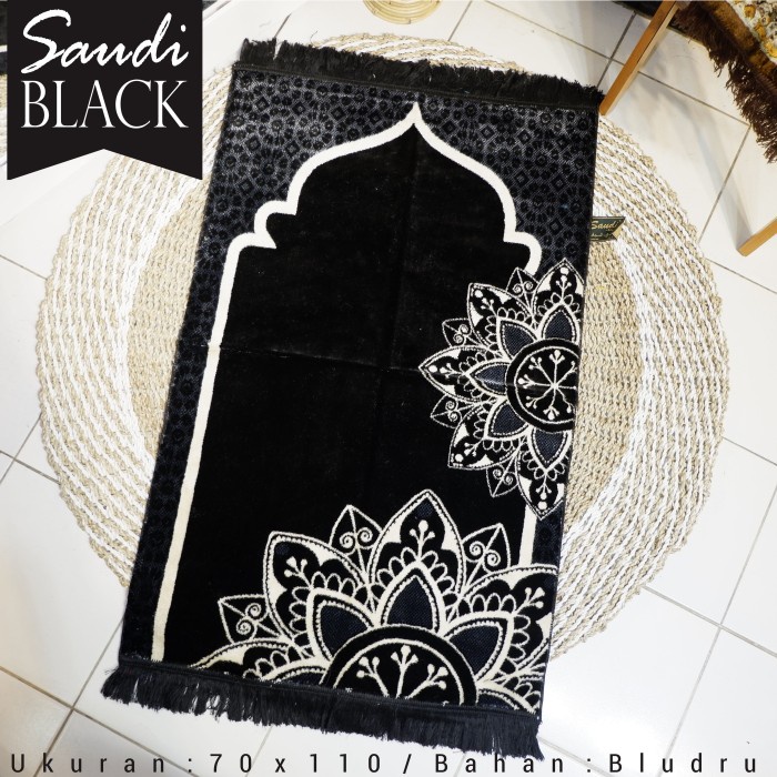 Sajadah Hitam Turkey Turki Sejadah Bludru Premium Original Super Gold Sejadah