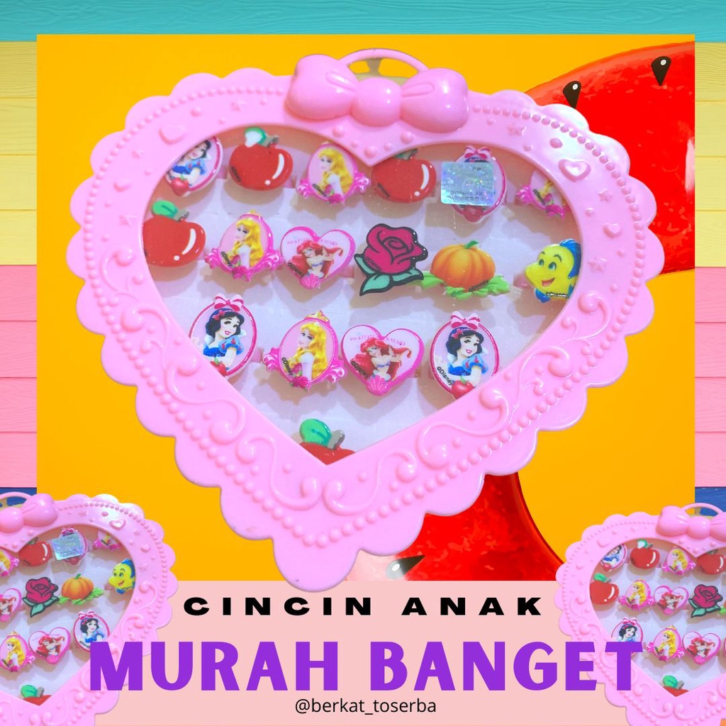 VS BG - Cincin Anak Perempuan isi 17pcs Bahan Plastik Motif Kartun