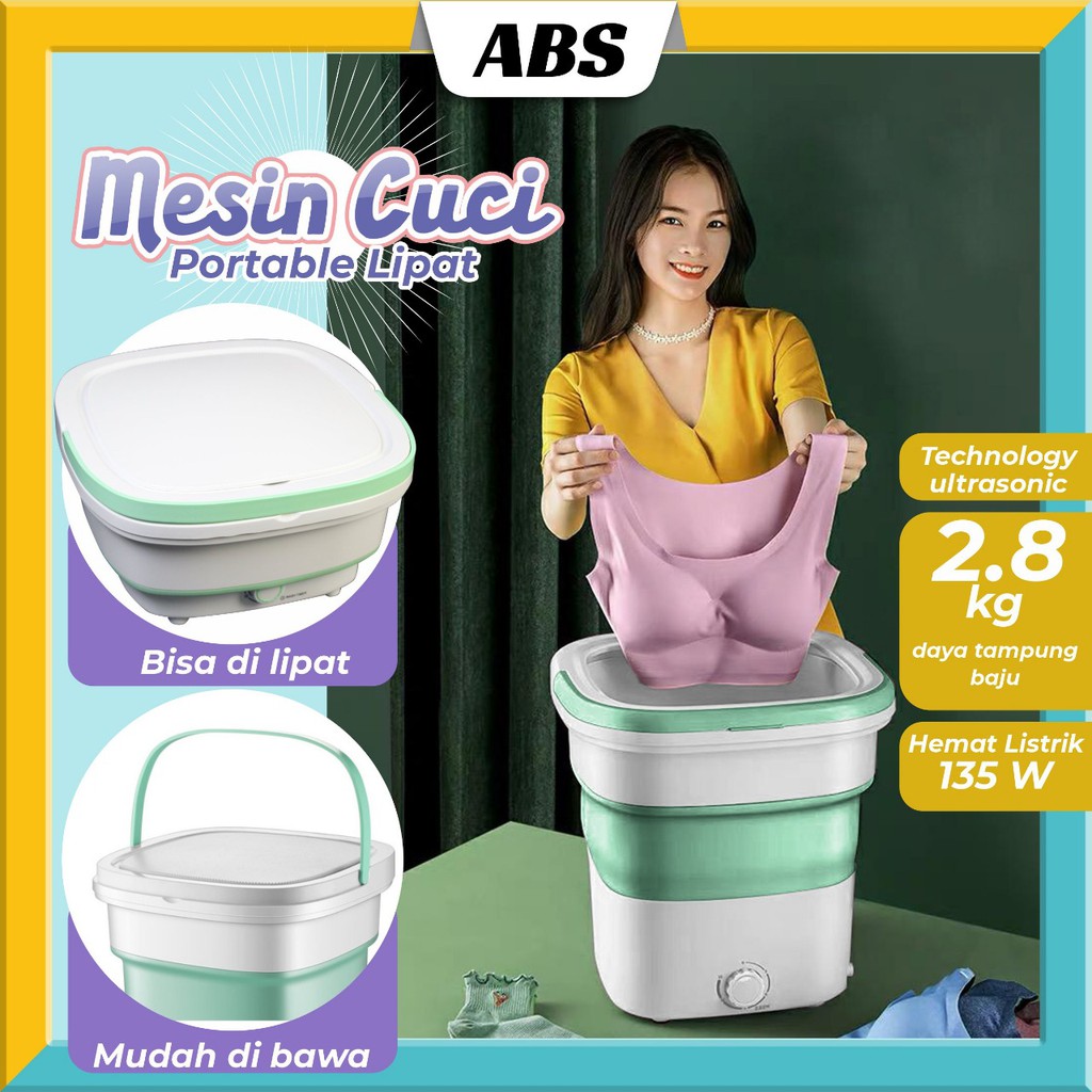 ABS MESIN CUCI PORTABLE MESIN CUCI LIPAT MINI FOLDING WASHING MACHINE  KAPASITAS 2,8kg