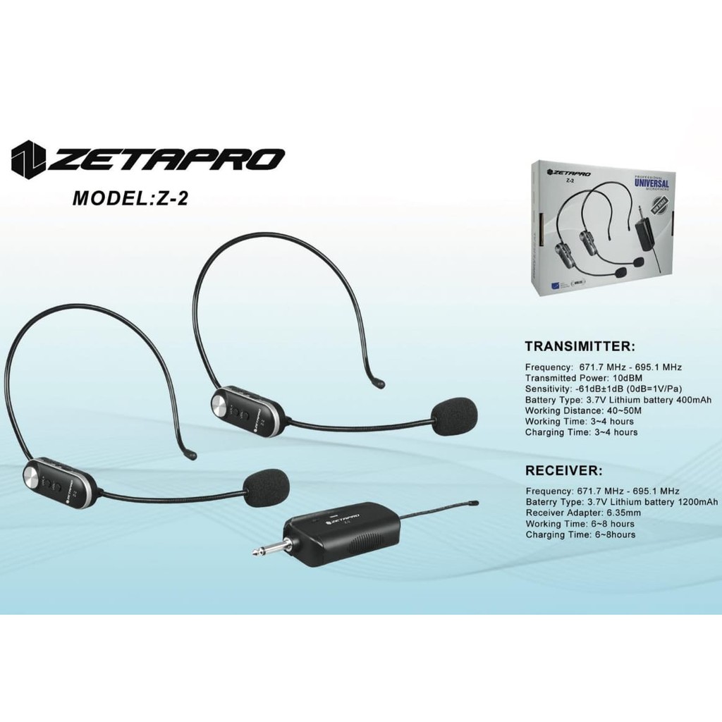 Mic Headset Double Zetapro Z2 Z-2 UHF bisa di cas Kualitas Bagus