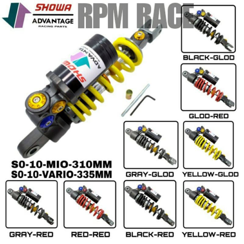 ShockBreaker Shock Tabung Atas Showa Klik Fungsi 310mm 330mm  Beat Vario  Scoopy Mio Xeon Fino Dll