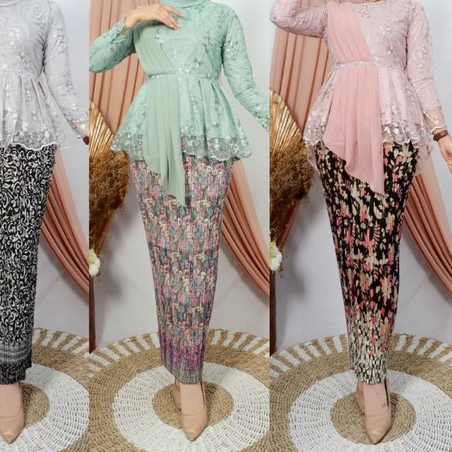 ۩ ~SET KEBAYA MODERN AURORA TULLE SELENDANG/KEBAYA BROKAT/KEBAYA PESTA/KEBAYA WISUDA/TUNIK BROKAT ♠
