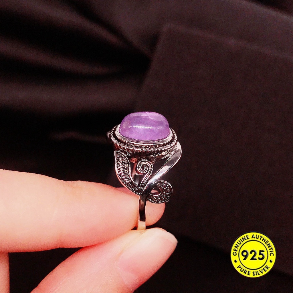 Cincin Berlian Imitasi Amethyst Bahan S925 Silver Untuk Perhiasan