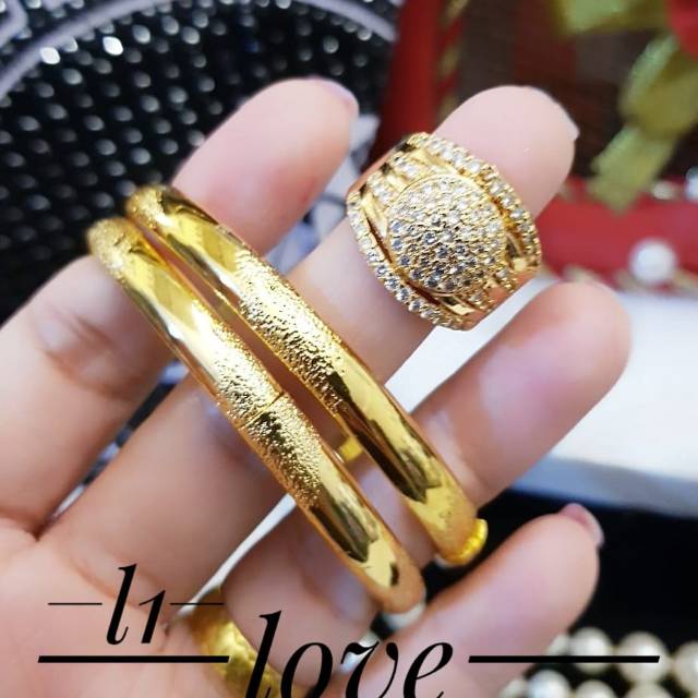 Xuping gelang dan cincin lapis emas 24k 0841k