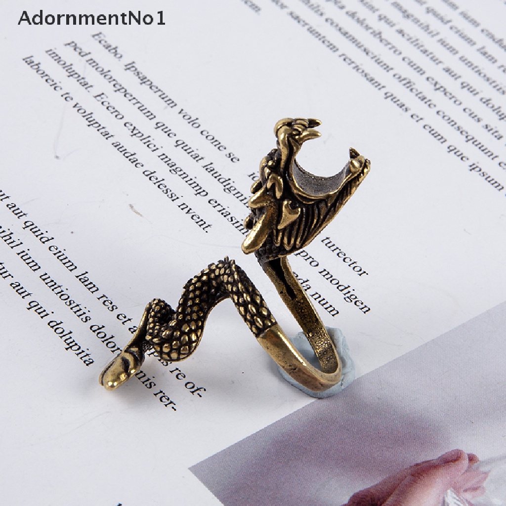 (AdornmentNo1) Cincin Holder Rokok Adjustable Motif Naga Punk Bahan Perunggu