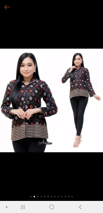 Tey-17 Batik Wanita Asj Sa Hrb026 Kenongo Kemeja Tosca Pendek