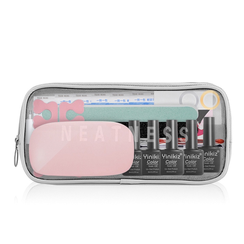 Set Lampu Kuku UV 6W dan 5 warna set gel nail art,  Atasan dan Tidak Mengilap dengan Lapisan Dasar