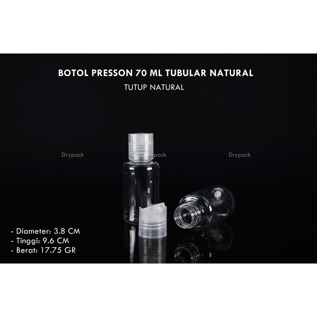 Botol Presson 70 ml Tubular Natural tutup Natural