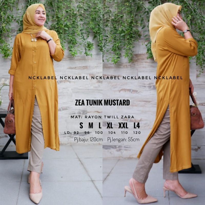 Tunik Polos Rayon Twill Zara Zea Long Tunik Original By NcK label
