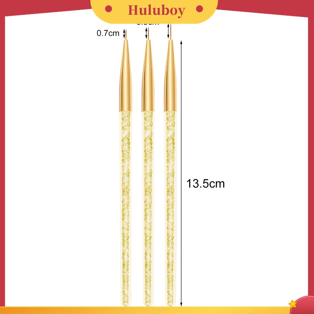 Huluboy Huluboy♡ 3 Pcs Pen Liner Bahan Nilon Wol Untuk Menggambar Nail Art