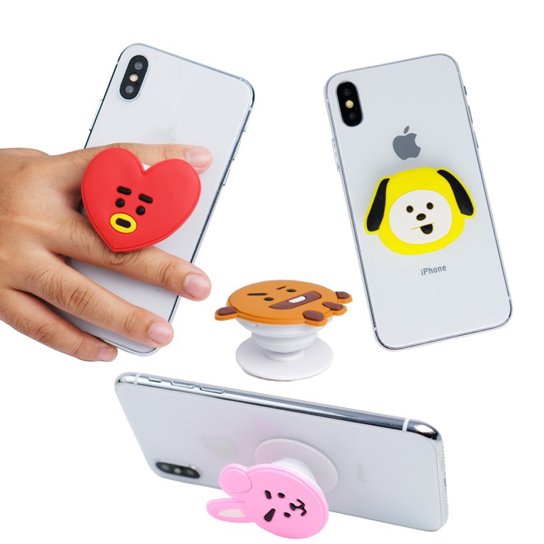 FASHION FAIR - D6007 Aksesoris Handphone / Pop Socket Karakter BT21 BTS / Aksesoris Grip HP / Pop Socket / Socket HP 3D