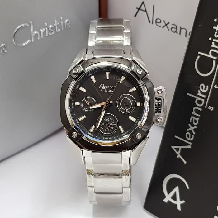 Jam Tangan Alexandre Christie AC6225 AC 6225 Silver Black Original Cewek Terbaru