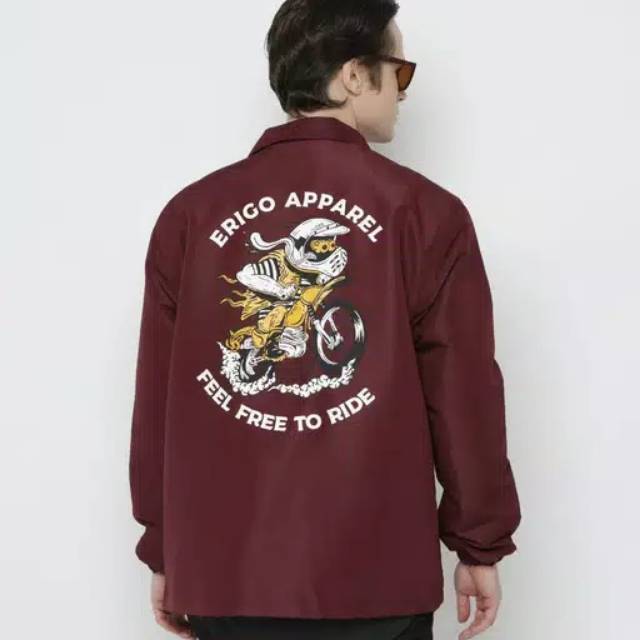 Erigo Coach Jacket Feel Free Maroon