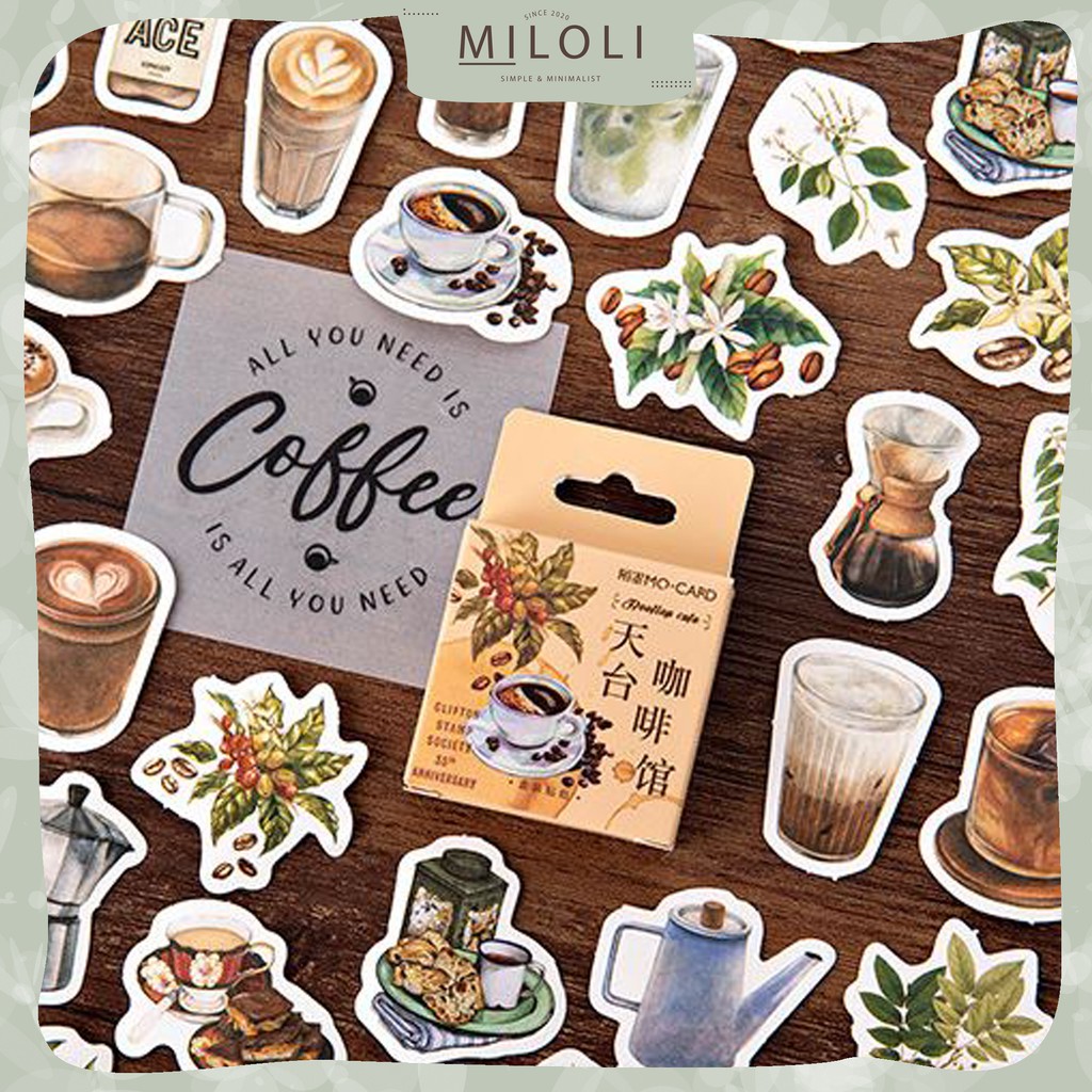 

[MILOLI] 46 Pcs COFFEE Deco Sticker Planner DIY Scrapbook Kotak - B0057
