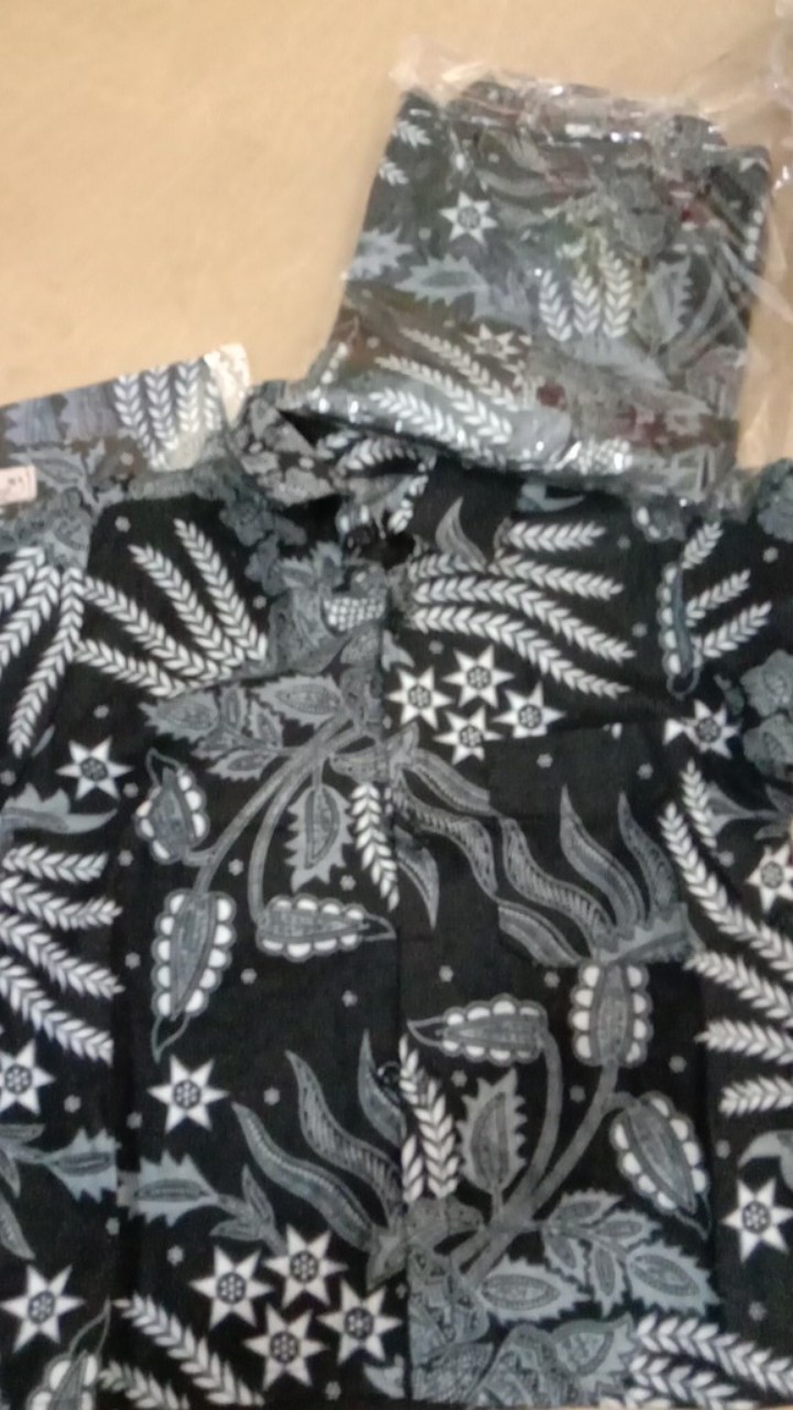 Kemeja Batik Manggar Hitam Abu