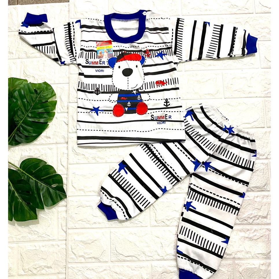 baju anak tedy bear summer setelan panjang 3-18 bulan (PP075)