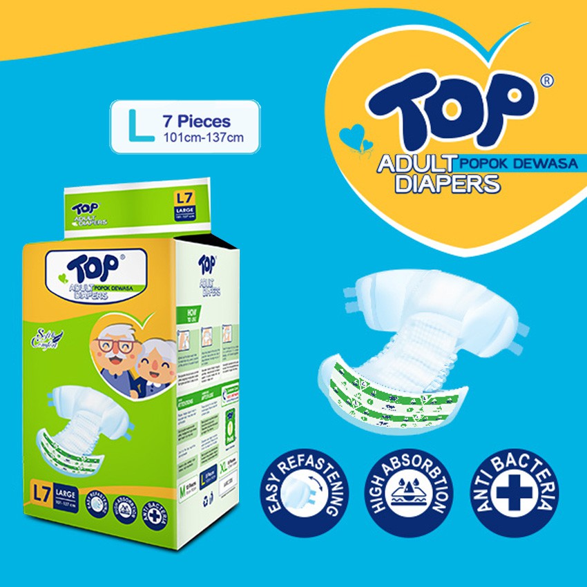 TOP Adult Diapers M8/L7/XL6 - TOP Popok Dewasa M8/L7/XL6