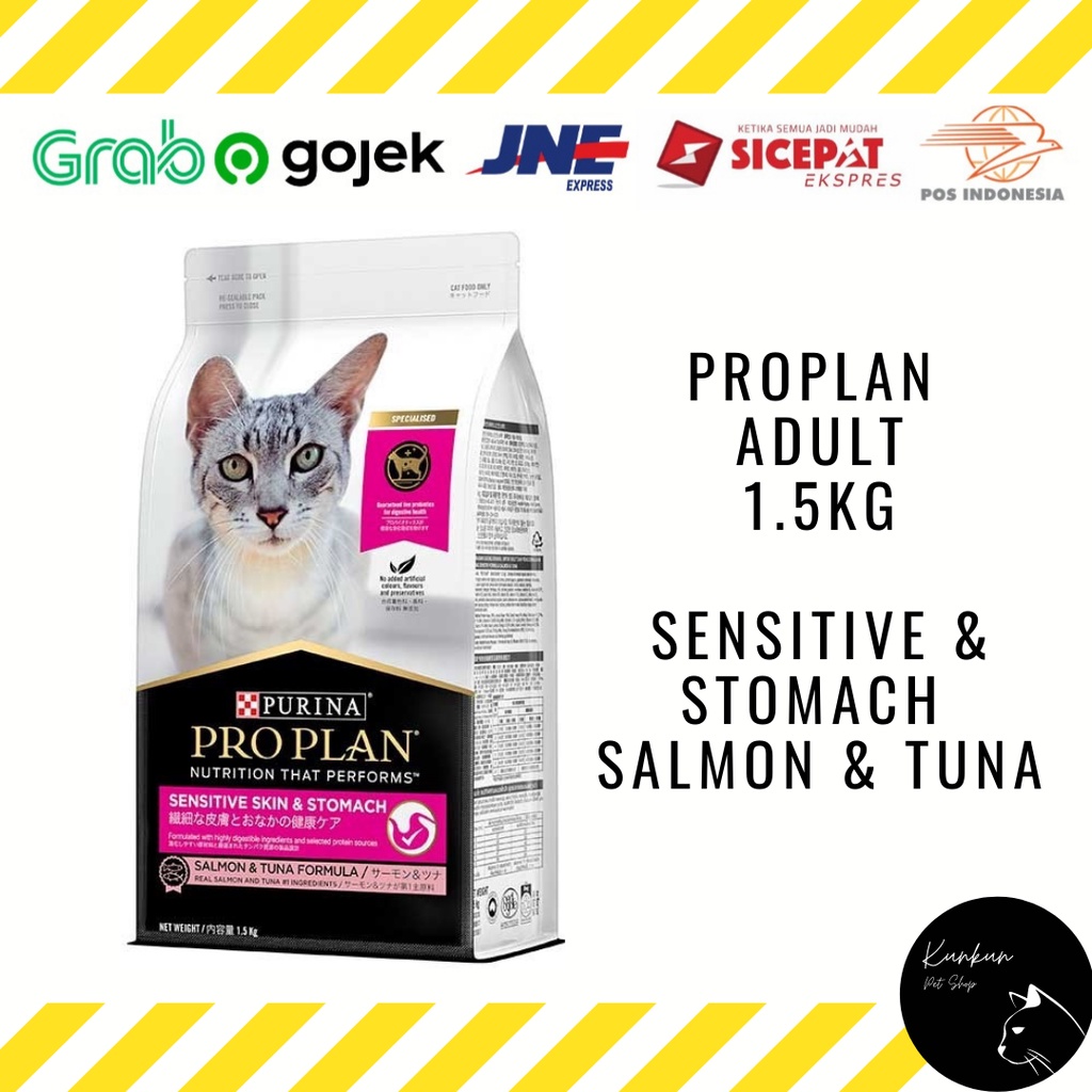 PROPLAN ADULT SENSITIVE & STOMACH 1.5KG - SALMON TUNA (DRY CAT FOOD)
